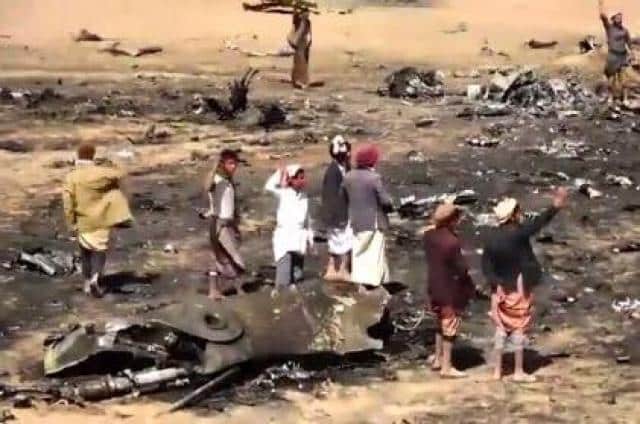 فيديو جديد لحطام مقاتلة سعودية أسقطها الحوثيون