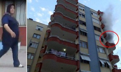 امرأة تركية تحرق ممتلكات زوجها في شرفة المنزل