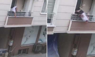سقوط تركي من شرفة منزله في إسطنبول (فيديو)