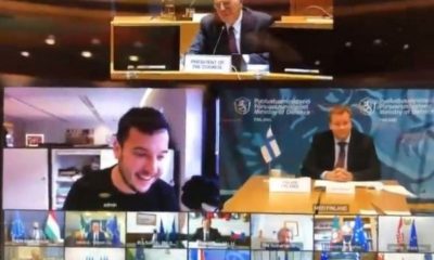 فيديو للحظة اختراق صحفي هولندي اجتماع وزراء دفاع الاتحاد الأوروبي