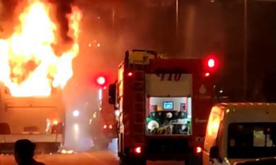اندلاع حريق في حافلة بمنطقة بيرم باشا بإسطنبول