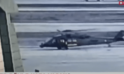 لحظات اصطدام طائرة مروحية بعمود إنارة في مطار صبيحة كوكجن