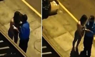امرأة تخترق حظر التجوال فيعـاقبها شرطي بقبلة.. فيديو