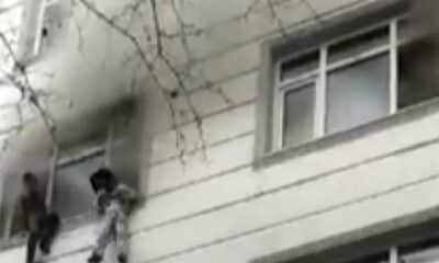 اسطنبول .. امرأة ترمي أطفالها من النافذة أثناء الحريق (فيديو)
