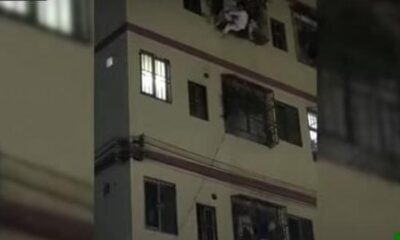 شاهد : رد فعل سريع ينقذ فتاة سقطت من الطابق الرابع