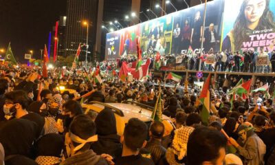 مظاهرة احتجاجية أمام القنصلية الاسرائيلية في اسطنبول (شاهد)