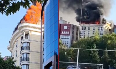 إندلاع حريق على سطح فندق في أنقرة(فيديو)