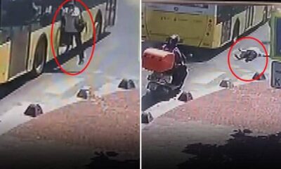 شاهد : كيف سقطت سيدة من حافلة عامة في اسطنبول