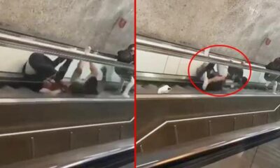 شاهد بالفيديو ..قتال بين شابين على سلالم المترو في إسطنبول