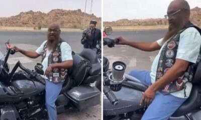 ظهور غريب.. "إمام الحرم المكي السابق" يرتدي الجينز ويقود دراجة "هارلي"