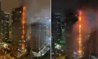 حريق في برج مكون من 24 طابقاً في اسطنبول (فيديو)