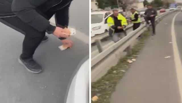 حدث غريب في اسطنبول! تم إلقاء 3 ملايين ليرة على الطريق