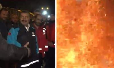 وزير الصحة التركي ينجو بأعجوبة من حريق وقع في منطقة الزلزال (فيديو)