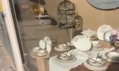 متجر للأواني الزجاجية أذهل الجميع بعدم تضرره من قوة الزلزال