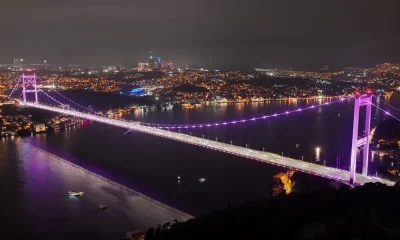 تم اضاءة جسور إسطنبول باللون الوردي.. إليكم السبب