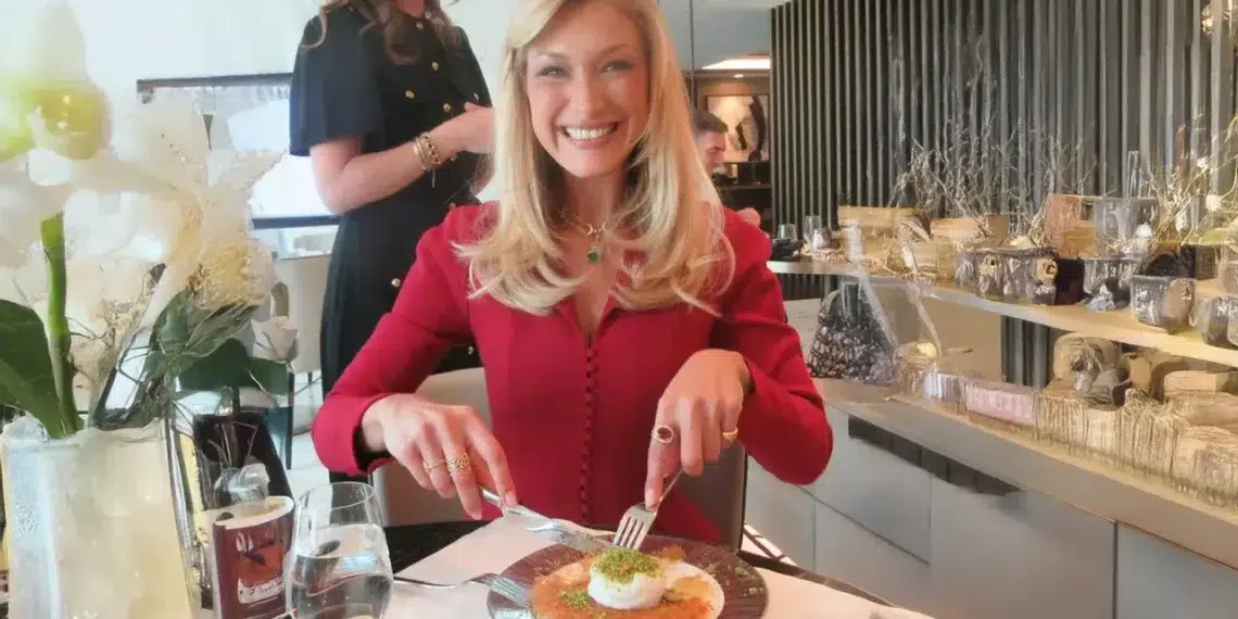 بيلا حديد تشعل مواقع التواصل بصورة جديدة وهي تتذوق الكنافة التركية