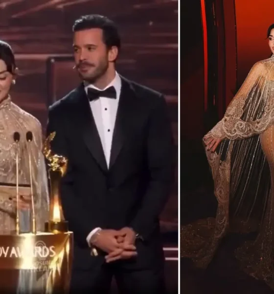 ممثلة تركية تشعل وسائل التواصل الاجتماعي بتحدثها العربية في حفل «جوي 2026»